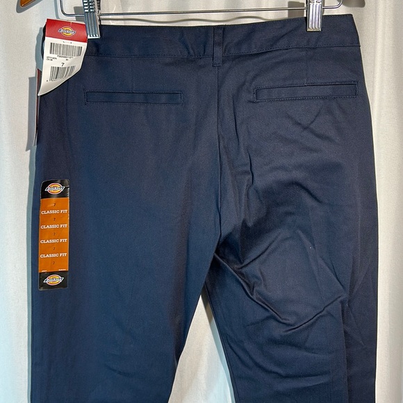 NEW Dickies Junior Girls Straight Leg Classic Pants Navy Blue Size 7 or 9 - Picture 1 of 10